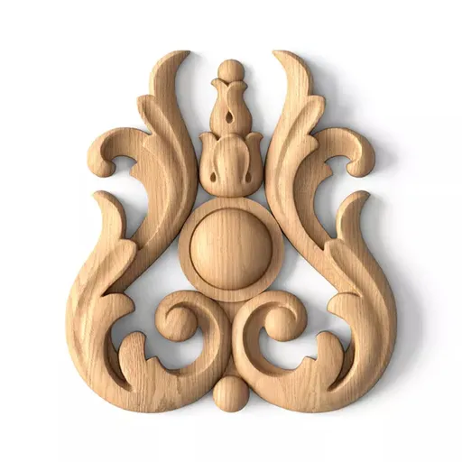 N-064 small ornate flower wood carving applique baroque style